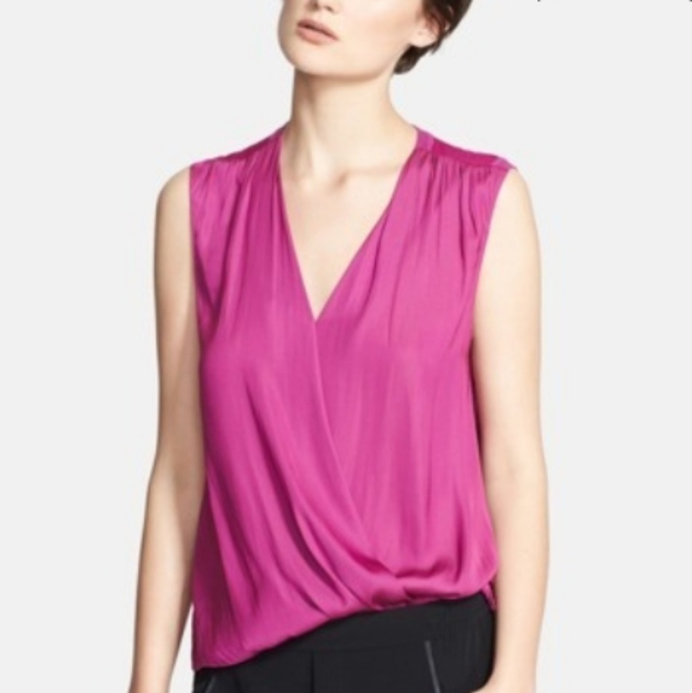 Vince Crossover Magenta Cami Tank Blouse XS